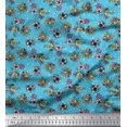 thumbnail image 1 of Soimoi Tissu en Poly Georgette Imprimé Étoile, Feuilles & Roses au Mètre 42 Pouces de Large, 1 of 3