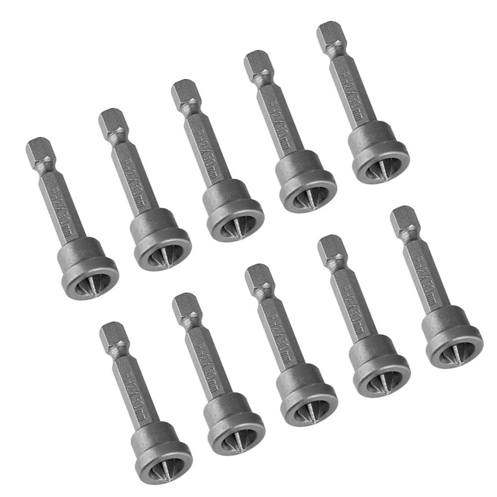 PH2 Hex Shank Magnetic Screwdriver Bits Set, 10Pcs for Drywall Plasterboard Locating, Constructed of Chrome Vanadium Steel, Designed for Any Power Drill or Cordless Drill