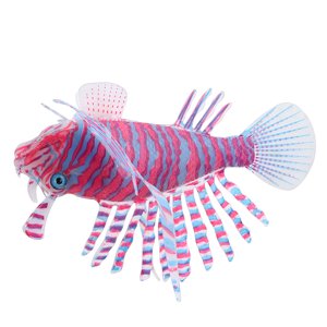 Aquarium Lionfish Décoration, Glow in The Dark Silicone Fish Tank Ornament with Wire and Sucker, pour Aquarium Tank Decor