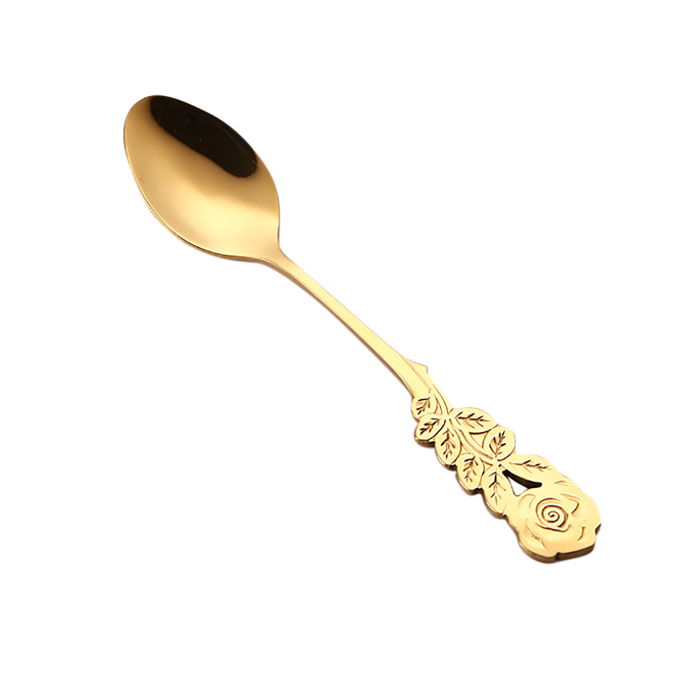 Boovnll Spoons, Stainless Steel Flower Spoon Coffee Tea Spork Flatware Dessert Tool, Kitchen Gadgets, Plastic Spoons, Spoon