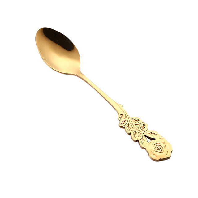 pdqouc Stainless Steel Flower Spoon Coffee Tea Spork Flatware Dessert Tool Mini Tea Coffee Ice cream Dessert Scoop Spoon Mini Tableware Ice Cream Decorative Spoons for Cafe Kitchen Dining Bar