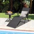 thumbnail image 4 of Gymax Chaise Longue d'Extérieur Réglable pour Patio et Plage, Fauteuil Inclinable Pliant, Noir, 4 of 8