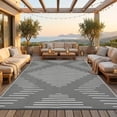 thumbnail image 1 of Nanan 9x12 Modern Geometric Outdoor Rug, All-Weather Waterproof Patio Mat, UV Resistant, Stain Resistant, Easy Clean Plastic Rug for Yard, Deck, Balcony, Camping,Gray White, 1 of 8