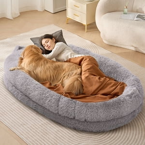VEVOR Lit de chien humain 72x48x10in Grande taille humaine haricot de chien lit lavable PV Velours