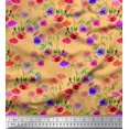 thumbnail image 1 of Soimoi Tissu en Voile de Coton Feuilles & Roses Imprimé Floral Tissu au Mètre 56 Pouces de Large, 1 of 3