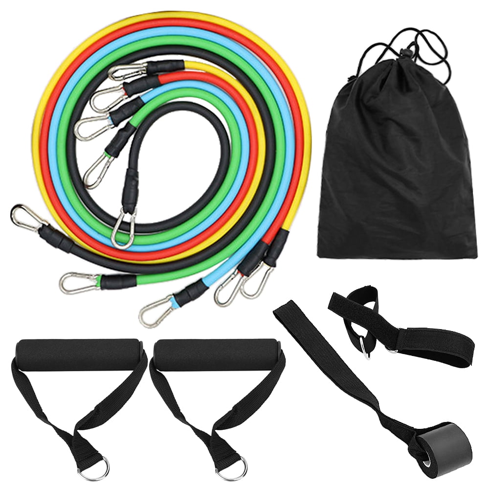 11 Pieces Resistance Bands Set Fitness Exercise Tubes with Door Anchor Ankle Straps Cushioned Handles with Carrying Bag for Home Gym Travel