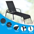 thumbnail image 4 of Costway Lot de 2 Chaises Longues d'Extérieur pour Patio en Tissu, Inclinables, avec Accoudoirs, Réglables, Noires, 4 of 10