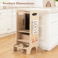 thumbnail image 3 of Gymax Wooden Toddler Standing Tower w/Chalkboard Montessori Games 3 Adjustable Heights, 3 of 9