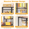 thumbnail image 4 of H50 Clothes Rack, Large Clothing Racks for Hanging Clothes, Black Heavy Duty Garment Rack with Shelves, Freestanding Portable Wardrobe Closet 89.8'' W x 15.8" D x 76.2" H, Max Load 1400 Lbs, 4 of 7