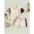 thumbnail image 2 of Fortune Infant Boys Summer Contrast Color Short Sleeve T-Shirts Elastic Waist Shorts 2Pcs Set, 2 of 6