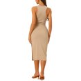 thumbnail image 3 of INSPIRE CHIC Robe à Découpes pour Femme, Tricot Côtelé, Col Rond, Fente Latérale, Débardeur, Sans Manches, Robe Maxi, L Kaki, 3 of 6