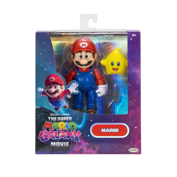 Super Mario Galaxy, Le Film – Série de figurines de 5 pouces avec accessoire – Figurine Mario avec accessoire Étoile Luma