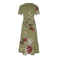 thumbnail image 4 of Pisexur Robes d'Été pour Femmes Col Rond Robe Fluide Plissée Tendance Manches Courtes Mode avec Poche Plage Été Évasée Imprimé Floral 2024 Robes, 4 of 4