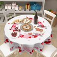 thumbnail image 2 of Valentine''s Day Round Tablecloth 60 Inch Red and Pink Love Hearts Table Cloth Valentines Romantic Polyester Table Cover for Party Kitchen Dining Room Home Decor, 2 of 6