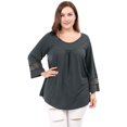 thumbnail image 4 of GRACE & GRANDEUR Women's Plus Size  Casual Solid Raglan Sleeves Tops Dark Grey 3X, 4 of 6