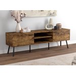 Safdie & Co. TV Stand Media Entertainment Unit 71in L Brown Reclaimed Wood with 2 Closed Doors and 2 Shelves for Living Room