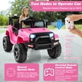 thumbnail image 3 of Patiojoy 12V Kids Ride On Car Electric Vehicle Jeep with Parental Remote Music Horn Headlights Slow Start Function Pink, 3 of 10