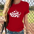 thumbnail image 4 of Penkiiy T-Shirts de la Saint-Valentin pour Femmes, T-Shirts Graphiques Imprimés, Mignons avec Cœur d'Amour, T-Shirts Décontractés à Manches Courtes, TG, Rouge, 4 of 7
