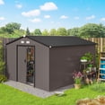 thumbnail image 2 of Outsunny 9' x 10.6' Garden Storage Shed w/ Steel Foundation Kit, Brown, 2 of 10