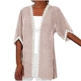 thumbnail image 1 of Timegard Womens Cardigan Plus Size Lace 1/2 Sleeve Open Front Tops Blouses Fall Lightweight Comfy Jacket, 1 of 5