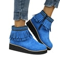 thumbnail image 1 of LSLJS Bottes Décontractées Courtes à Talon Compensé à Glands avec Grande Fermeture Éclair Latérale Simple, Bottines à Talon Compensé pour Femmes, 1 of 9