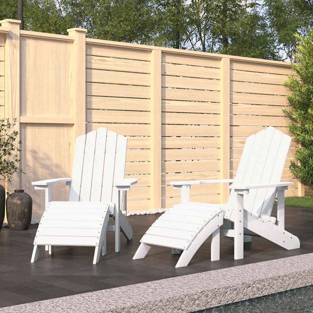 vidaXL Chaises Adirondack de Jardin 2 Pcs avec Repose-Pieds HDPE Blanc