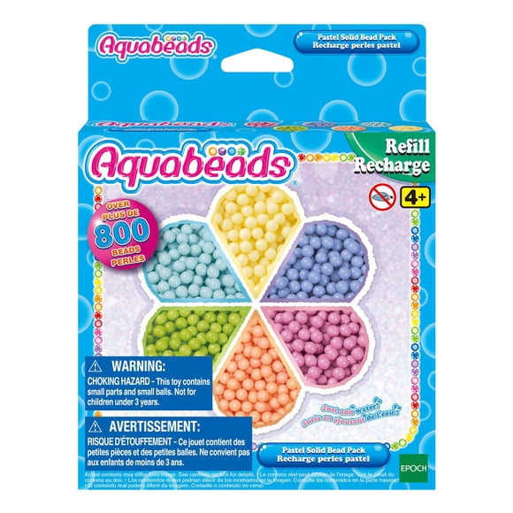 Aquabeads Pastel Solid Bead Pack, Arts & Crafts Bead Refill Kit for Children - over 800 solid beads in 6 pastel colors