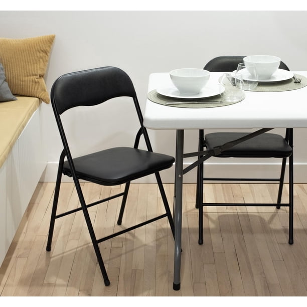 Enduro Black Padded Vinyl Folding Chair, 18 '' x 17.3'' x 30.7