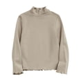 thumbnail image 1 of cfhntfmh Children's Girls Boys Shirts Long Sleeve Ruffle Hem Lounge Pullover Tops Fall Comfy Mock Neck Solid Basic Undershirts, 1 of 4
