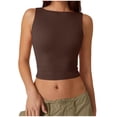 thumbnail image 1 of Timegard Camisoles Courtes pour Femmes Col Ras du Cou Sans Manches Ajustées Chemises Couleur Unie Hauts de Sortie, 1 of 6