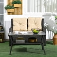 thumbnail image 2 of Outsunny Rattan Outdoor Coffee Table w/ 2-Layer Storage Shelf, Black, 2 of 10