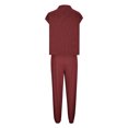 thumbnail image 3 of Timegard Lounge Sets for Women Cap Sleeve Crop Tops Cinch Bottom Pants with Pockets Solid Color Loose Outfits, 3 of 4