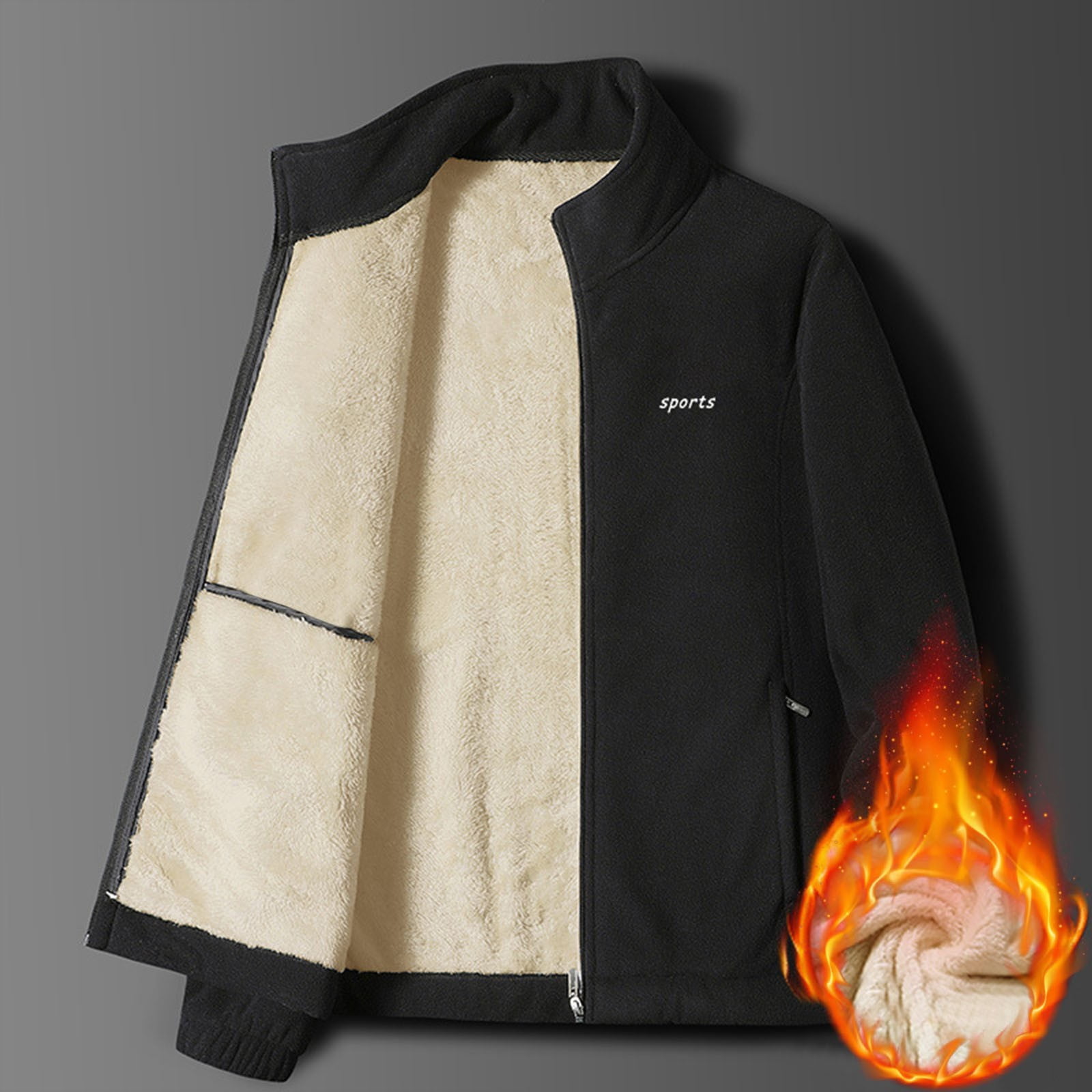 LOVZFMLL Jackets for Men's Padded Thickened Shaker Fleece Collar Fall And Winter Jacket Coat