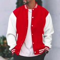 thumbnail image 1 of Lefu Men Classic Thin Fleece Baseball Jacket Fashion University Varsity Splicing Coat, 1 of 9