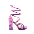thumbnail image 3 of BLISSFUL STEP Women's Tie Dye High Heel Sandal Platform Block Heel Prom Sandals Purple 9, 3 of 7