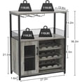 thumbnail image 4 of Ourlova 3-Tier Wine Bar Cabinet with Detachable Wine Rack Glass Holder and Mesh Door Buffet Cabinet for Kitchen Living Room and Bar Ample Storage Space, 4 of 7