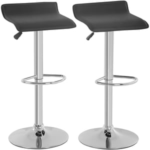 FDW Set of 2 Modern Adjustable Bar Stools, PU Leather Swivel Barstools for Kitchen Island, Breakfast Bar & Counter Height Seating, Black