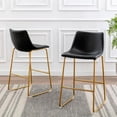 thumbnail image 2 of Heavenly Collection PU Stool, Counter PU Stool, Modern Stool with Gold Legs, Kitchen Stool, Restaurant Stool, Island Stool, with Footrest - Set 2, 2 of 7