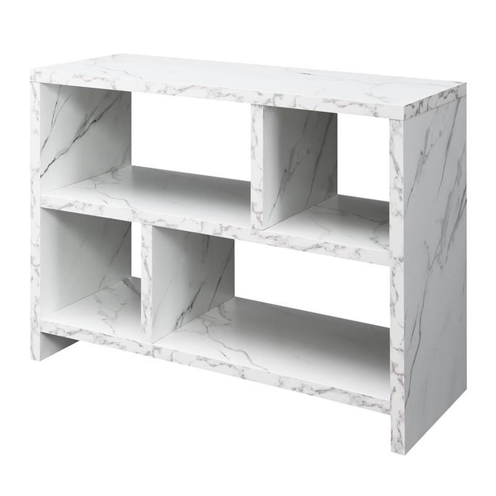 Northfield Console Bibliothèque à Trois Niveaux en Finition Bois Marbre Blanc