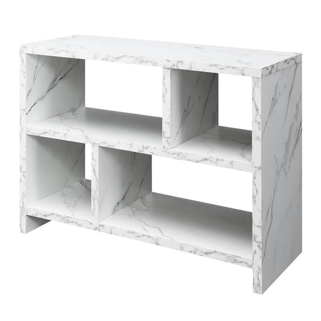 Northfield Console Bibliothèque à Trois Niveaux en Finition Bois Marbre Blanc