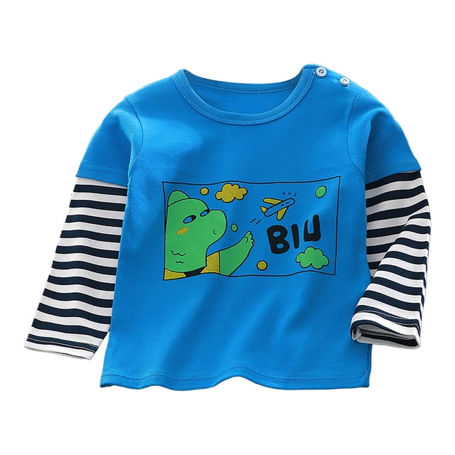 Yammkia T-Shirts Graphiques pour Garçons T-Shirts à Manches Longues pour Garçons - Haut Mignon et Décontracté à Manches Longues - T-Shirts Graphiques à Col Rond pour Garçons Taille 7-8 (Bleu, 7-8 Ans)