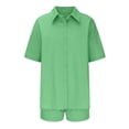 thumbnail image 5 of Birdeem Womens Spring and Summer Fashion Slim Button-Up Top Casual Shorts Solid Color Top/Shirt Suit, 5 of 5