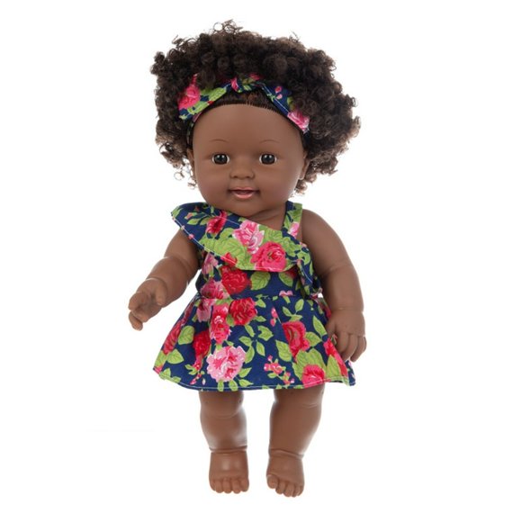 Poupée Renaissance Afro Noire Bébé 30cm Poupée Africaine Jouet Maternel et Enfant Poupée de Simulation Apaisante