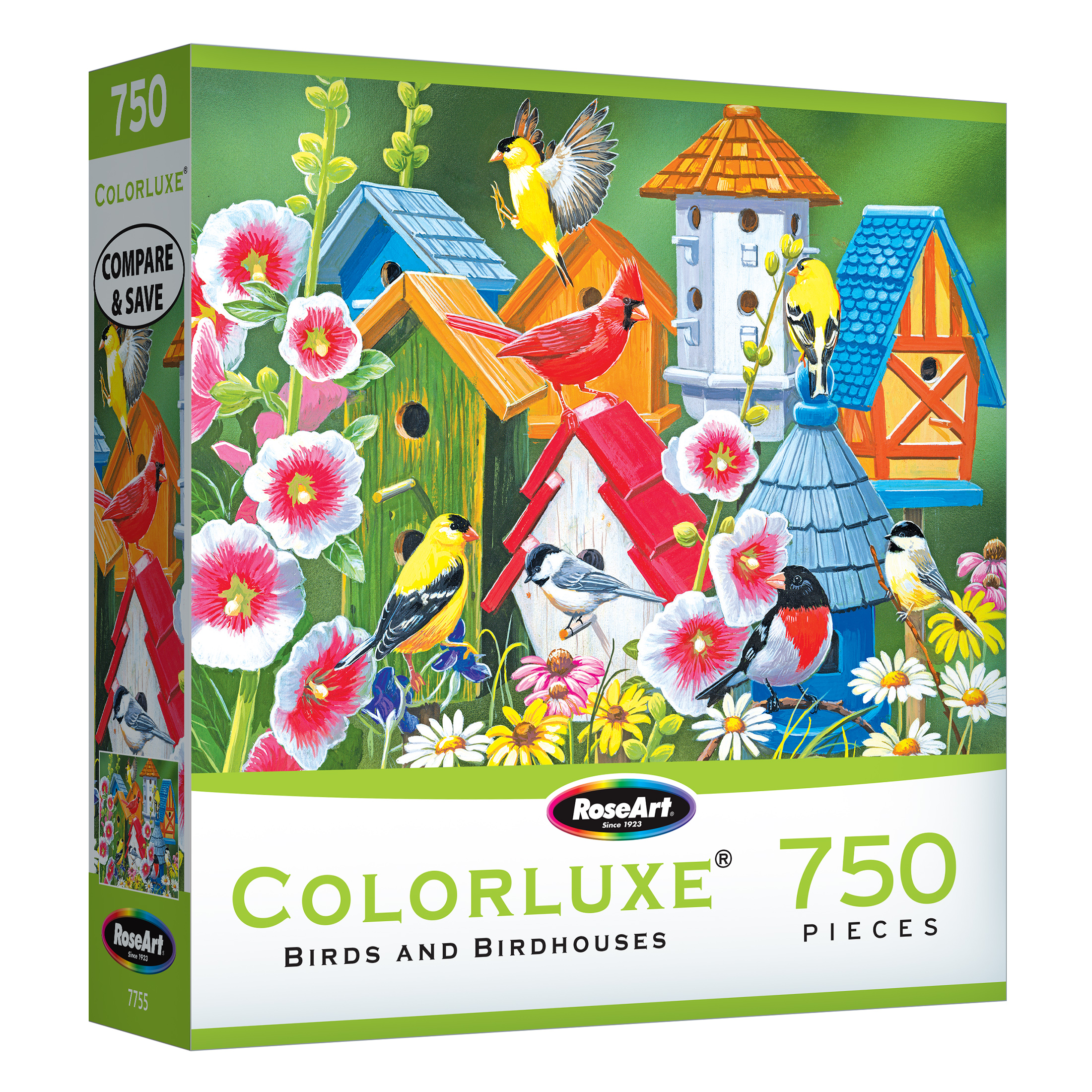 RoseArt - Colorluxe 750 pièces -OISEAUX ET NICHOIRS- Puzzle à emboîter pour adultes
