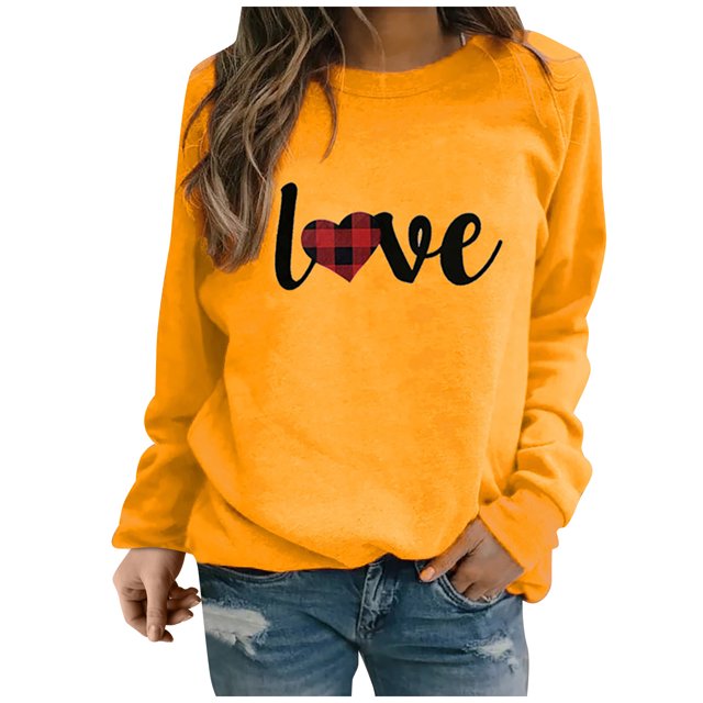 Hauts à Manches Longues pour Femmes Mode Pull Imprimé Amour Blouse Ample Hauts pour Femmes Manches Longues Mode pour Femmes