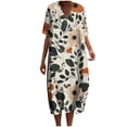 thumbnail image 2 of Ovzne Robes Grande Taille pour Femmes aux Formes Robe pour Femme Robes d'Été pour Femmes avec Poches Robes Imprimées Coupe Ample Col en V Manches Courtes Robes Grande Taille Robe à Manches Courtes Imprimée Liquidation, 2 of 5