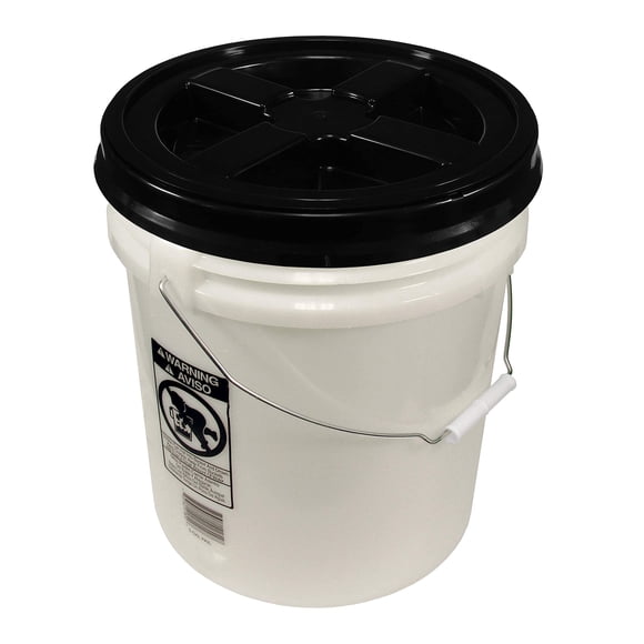 Bucket Kit, One Natural 5 Gallon 90 mil Bucket with Black Gamma Seal Lid