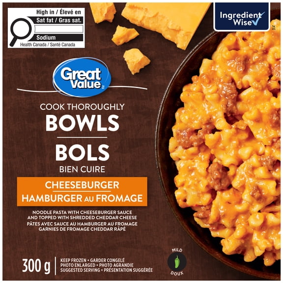 Bol Hamburger au fromage Great Value 300 g