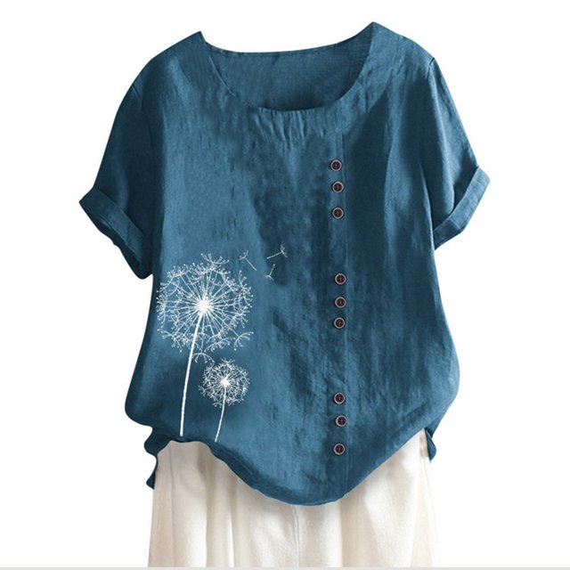 Hauts d'Été pour Femmes,Hauts d'Été pour Femmes,T-Shirt à Col d'Été pour Femmes à Manches Courtes Décontracté Imprimé avec Boutons,Shorts pour Femmes,Hauts d'Été pour Femmes