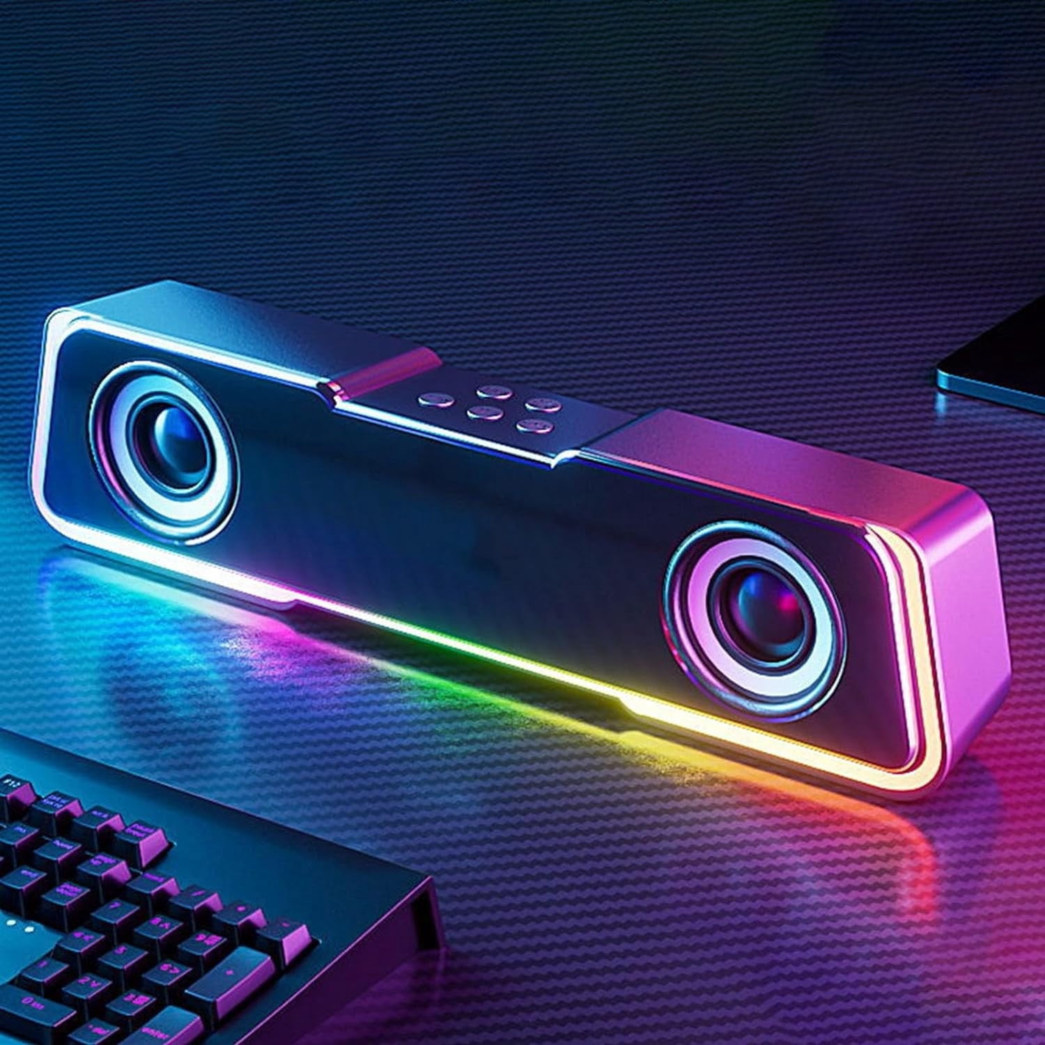 Portable Bluetooth Speaker with Lights, Powerful Crystal Clear Sound Speaker, Colorful Bluetooth Speaker Subwoofer High Power Speaker Video Wireless Strip Long Speaker TV Karaoke Sound Speaker
